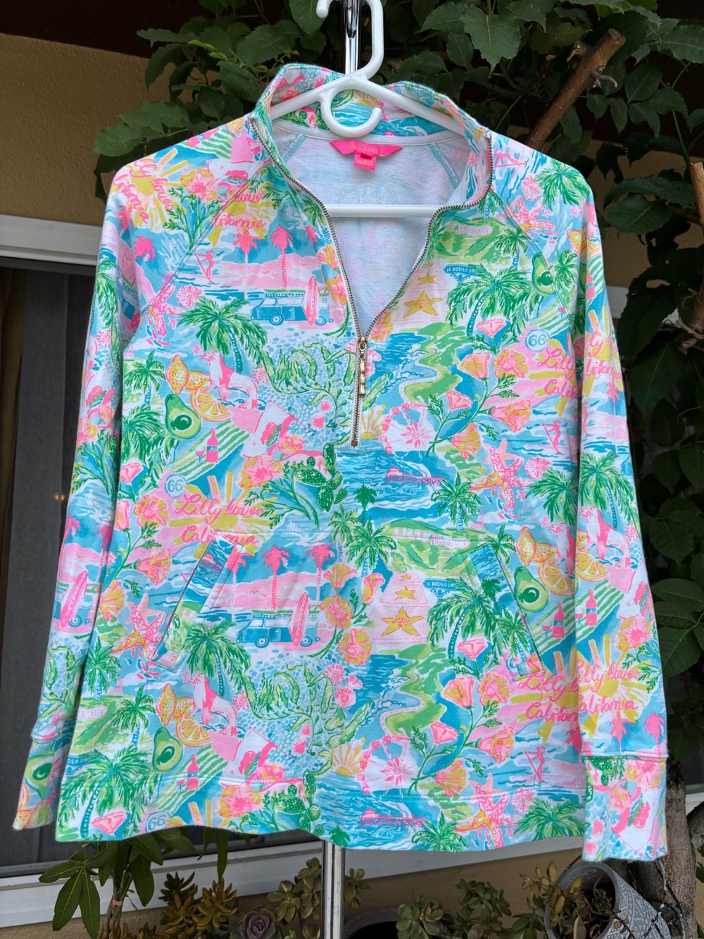 Lilly Pulitzer UPF 50+ Skipper Popover Half Zip Lilly Loves California XS